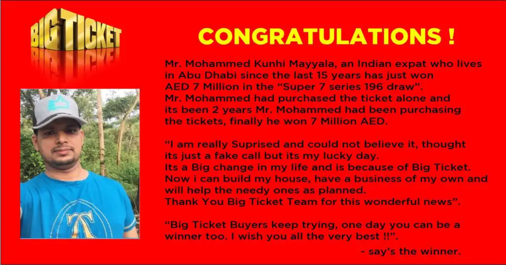 Image result for Mohammed Kunhi Mayyala wins 7 million dirhams in Abu Dhabi