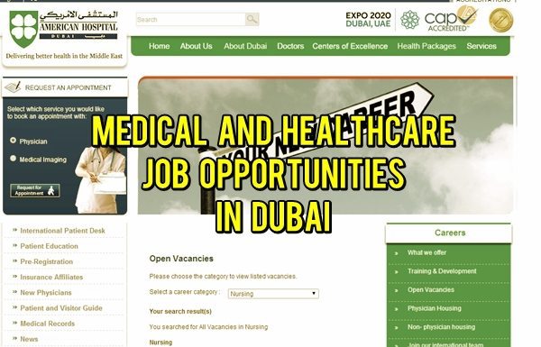 medical and healthcare jobs dubai