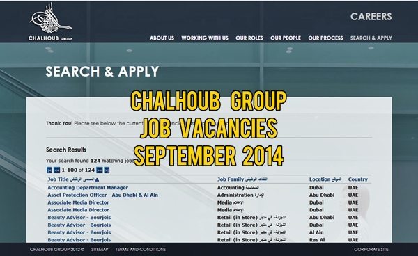 Chalhoub Group UAE Job Openings September 2014 Dubai OFW