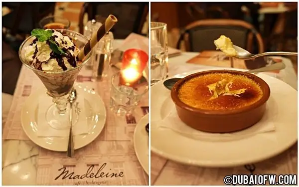 madeleine restaurant dessert