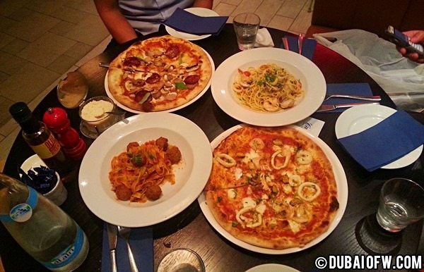 pasta pizza at carluccio's restaurant