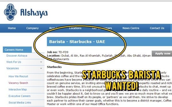 JOB ALERT Starbucks Baristas By Alshaya Group Dubai OFW