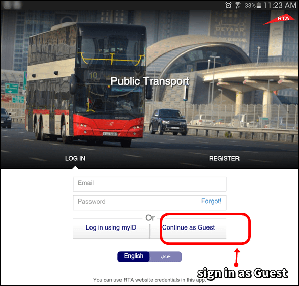 rta public transport application