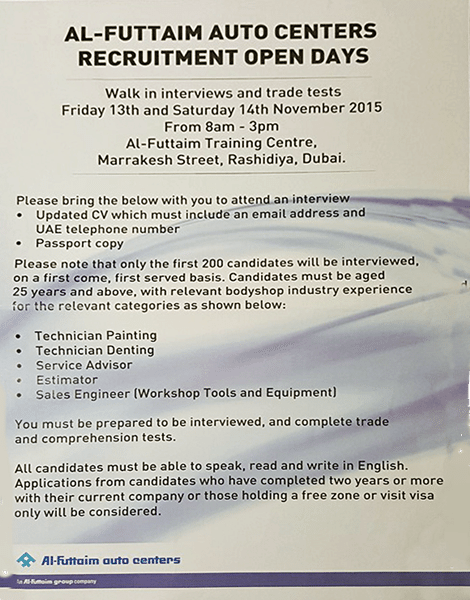 al futtaim walkin interview dubai