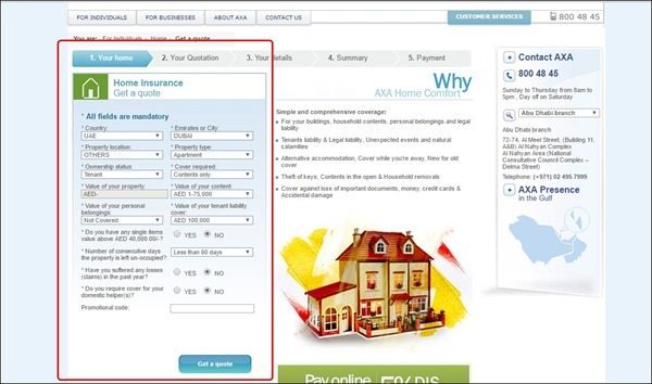 home insurance quote dubai