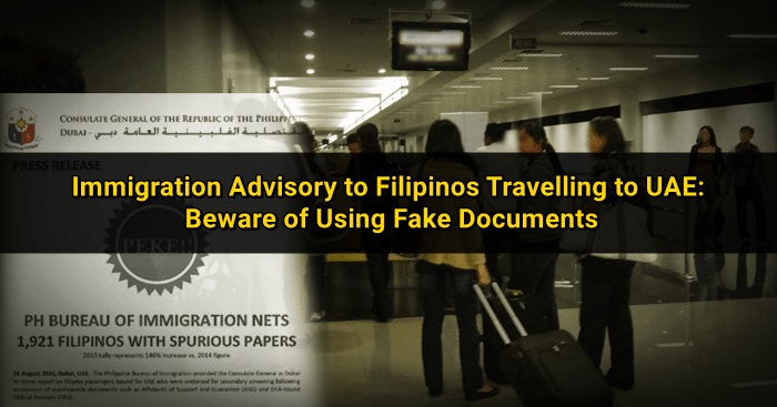 immigration filipinos fake documents uae