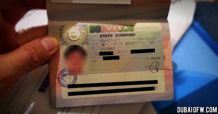 schengen tourist visa stamp dubai