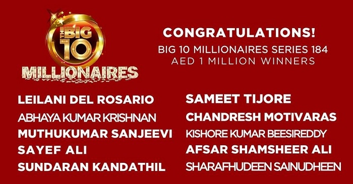 8 Indians 1 Filipina 1 Canadian Win 1 Million Aed Each In Big Ticket Raffle Dubai Ofw