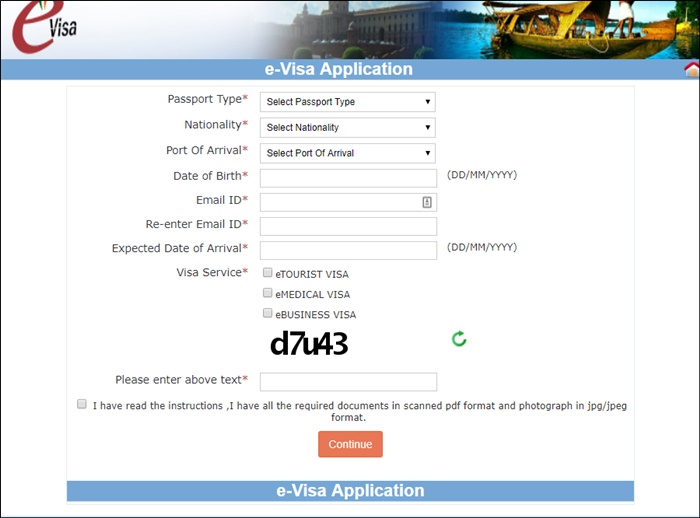 india evisa application