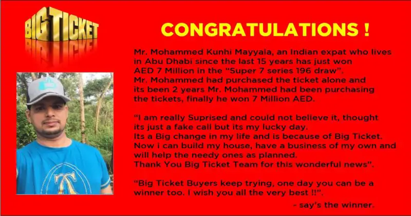 Mohammed Kunhi Mayyala raffle winner