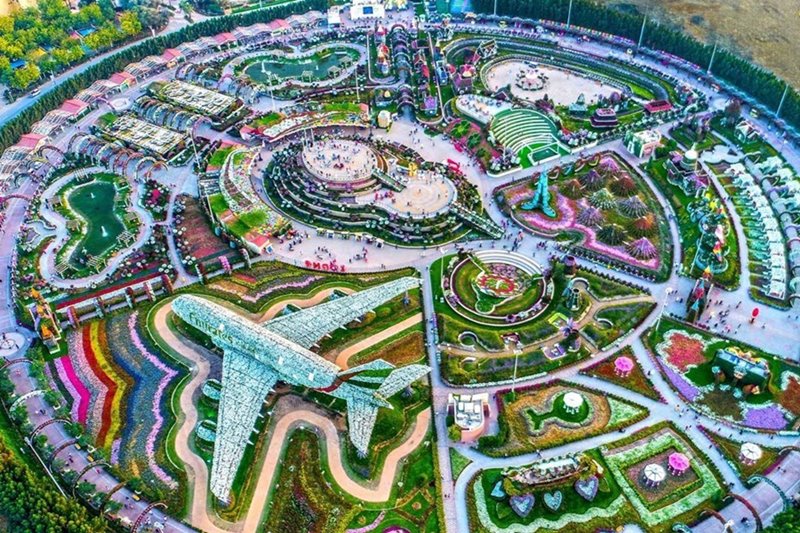 Dubai Miracle Garden aerial view