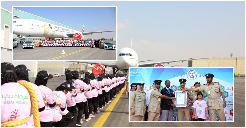 Dubai Police Sets New Record for Hauling Airliner for 100 Metres