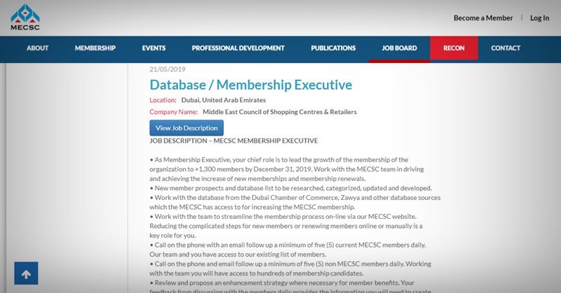 Database Membership Executive hiring