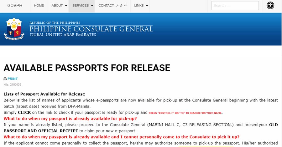 available ph passports for release uae