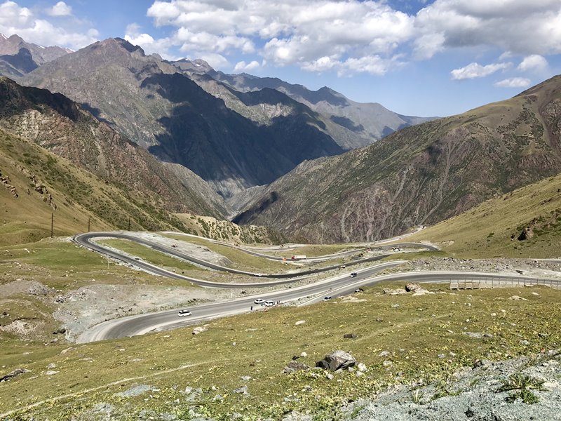 zigzag roads in Kyrgyzstan