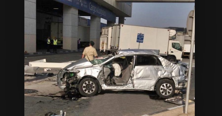 driver car parking accident dubai airport