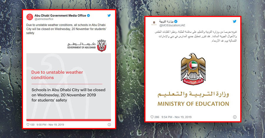 schools closed uae weather