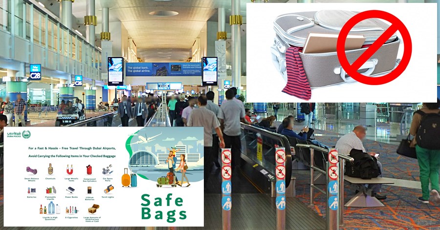 banned check in items in dubai airport