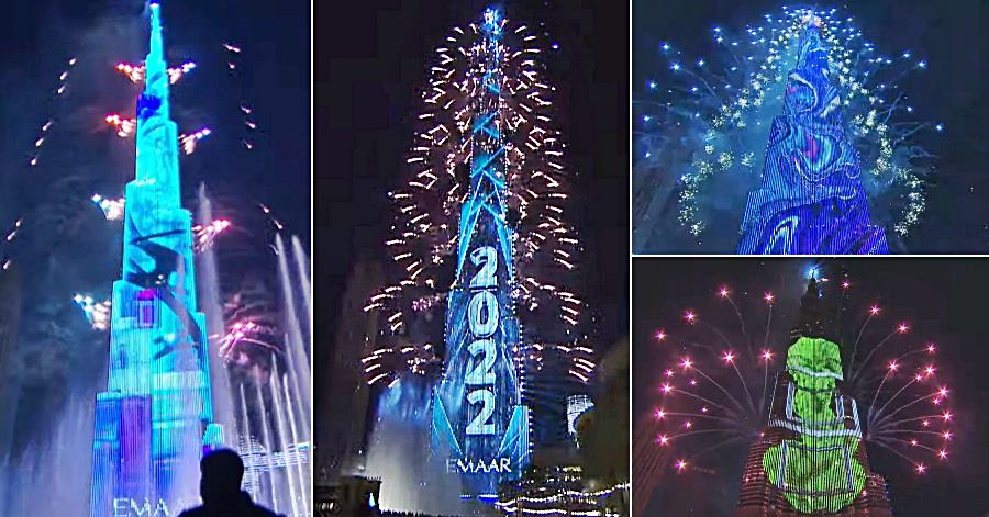 burj khalifa new year fireworks 2022 video
