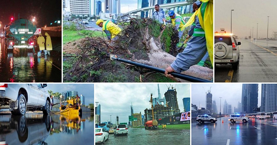 dubai authorities response to rain weather