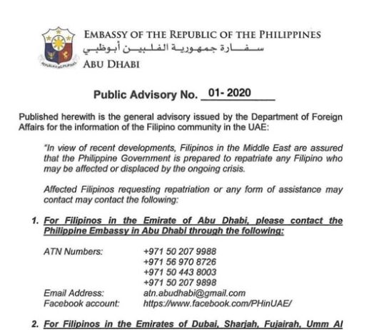public advisory philippines crisis in middle east