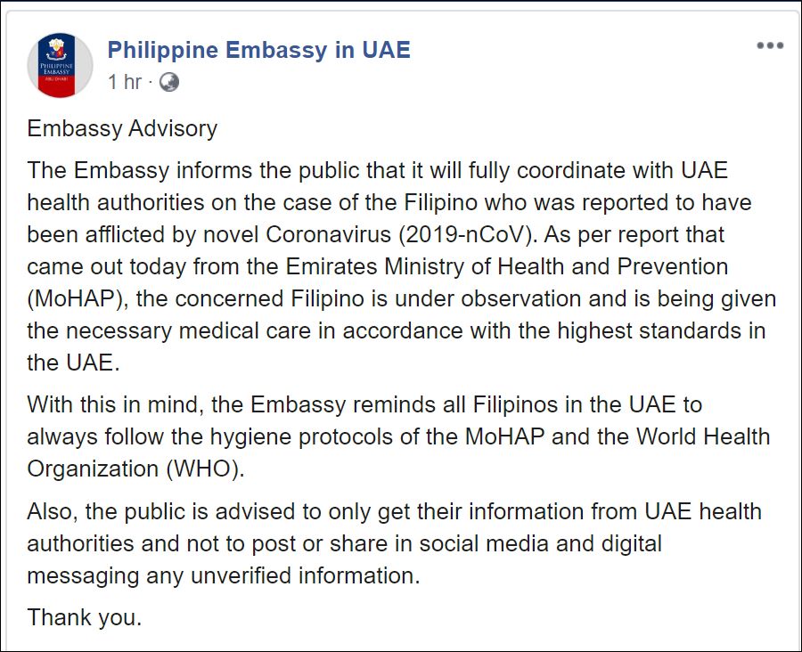 ph embassy uae advisory coronavirus filipino