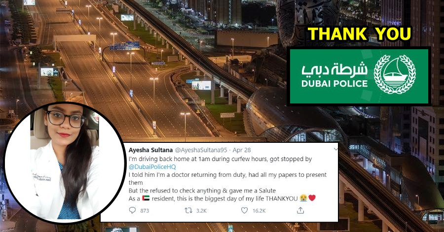 dubai police salutes indian doctor road