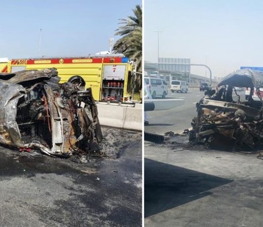 passenger bus accident dubai road