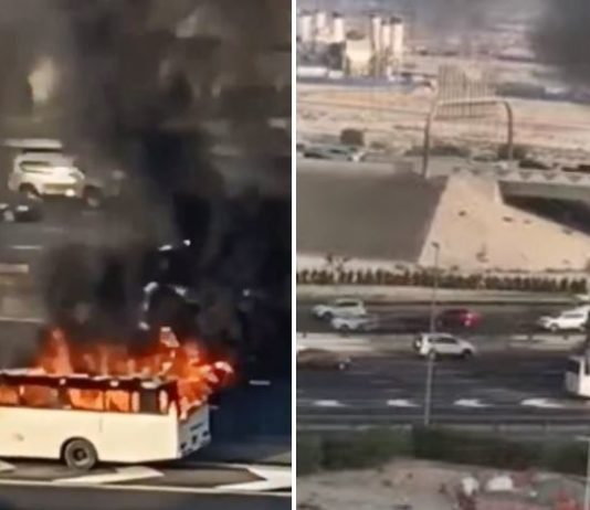 fire bus al khail road