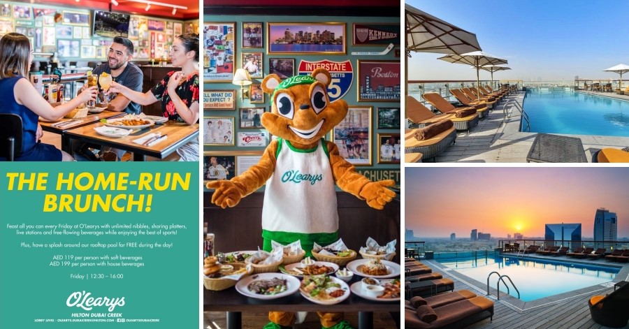 home run brunch with pool access olearys dubai creek