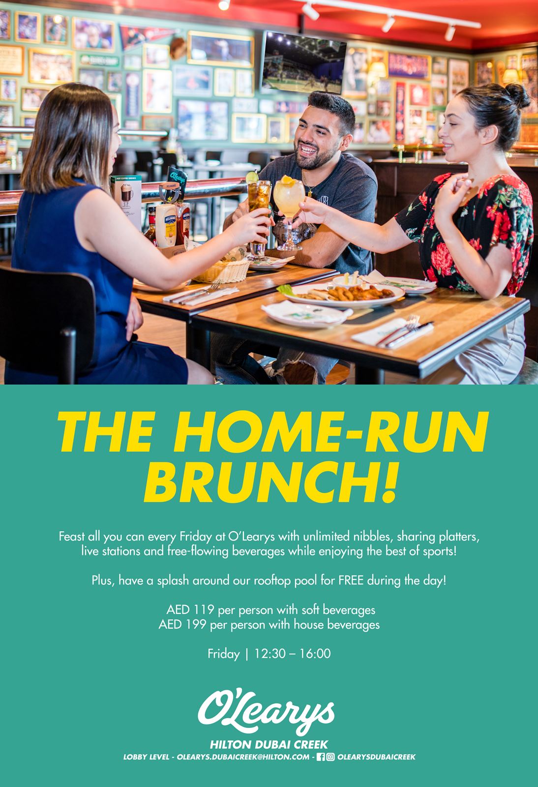 olearys home run brunch dubai creek