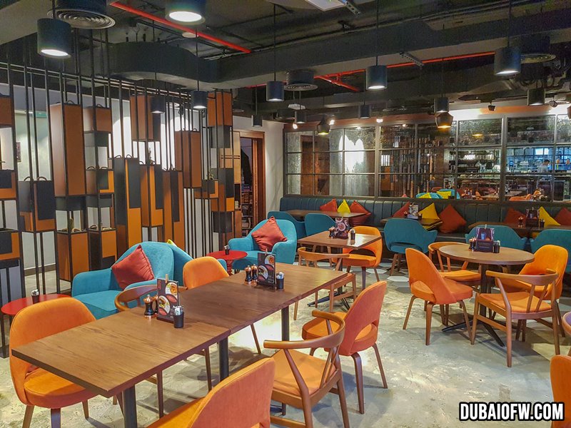 colorful interior at Q6 restaurant