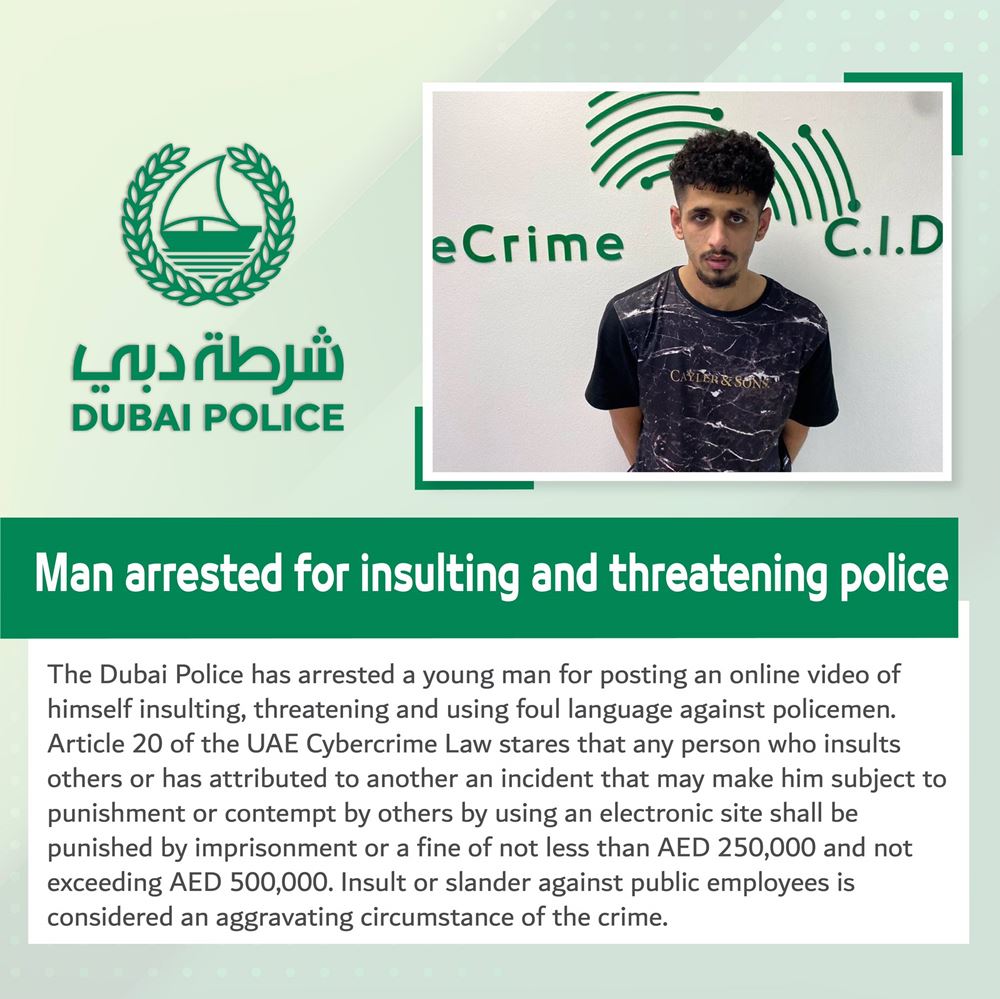 man arrested for insulting dubai police