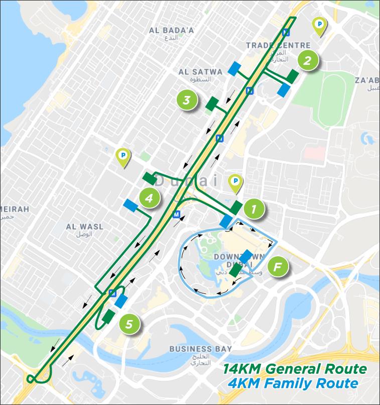 dubai bike ride map routes on sheikh zayed road