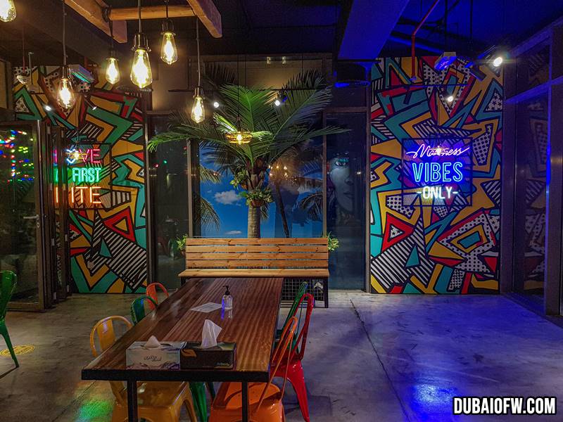 colorful and funky Spice Grill interior