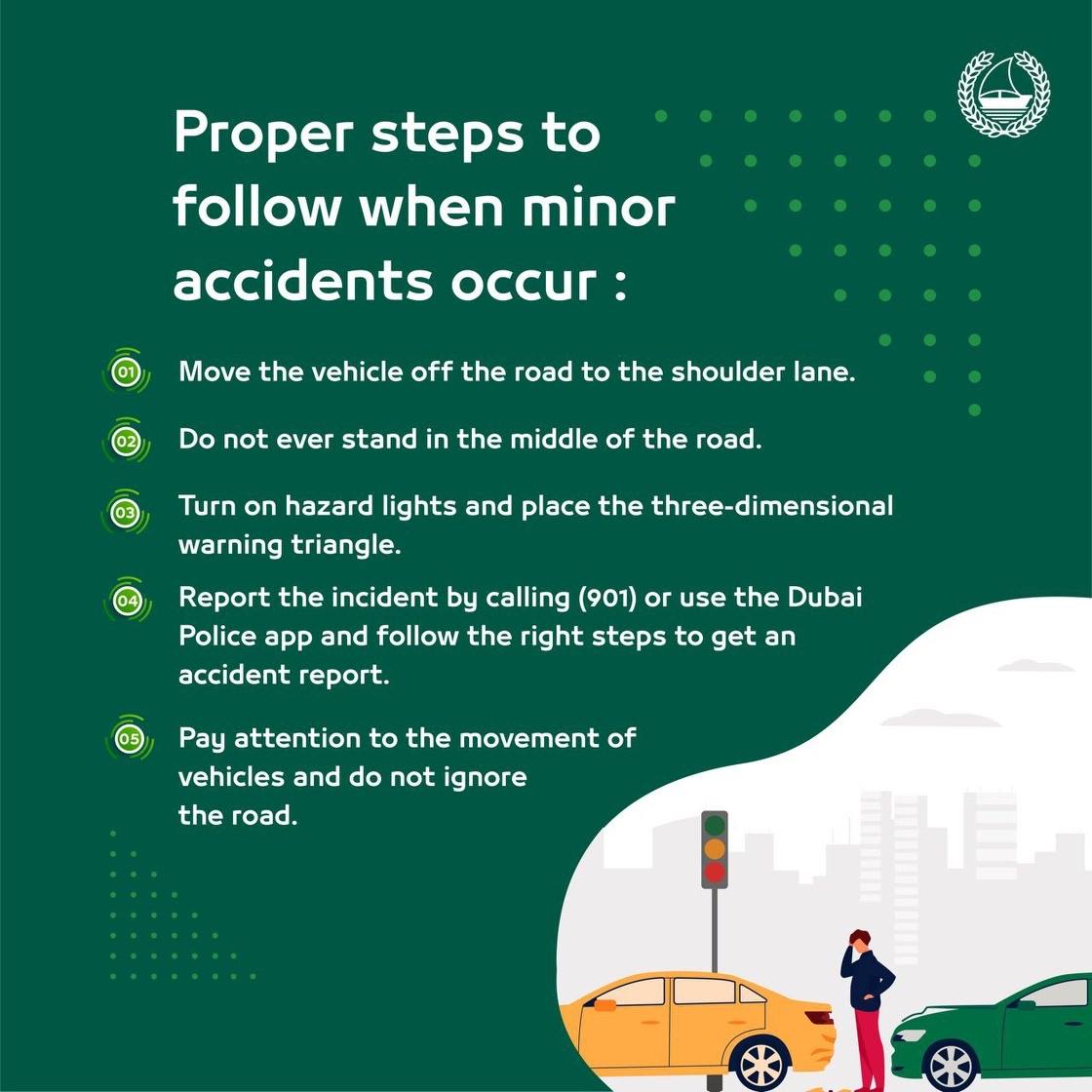 steps during minor car accidents in dubai