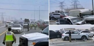 34 car crash dubai to sharjah road