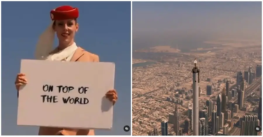 WATCH: Emirates ‘Flight Attendant’ Stands on Top of the Burj Khalifa