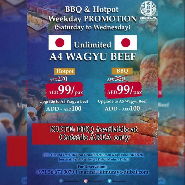 Unlimited A4 Wagyu Beef at KimuraYa Marina Japanese Restaurant Dubai OFW