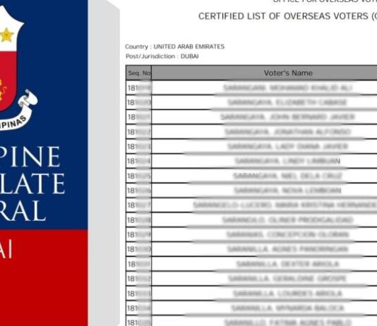 list of certified filipino voters dubai northern emirates