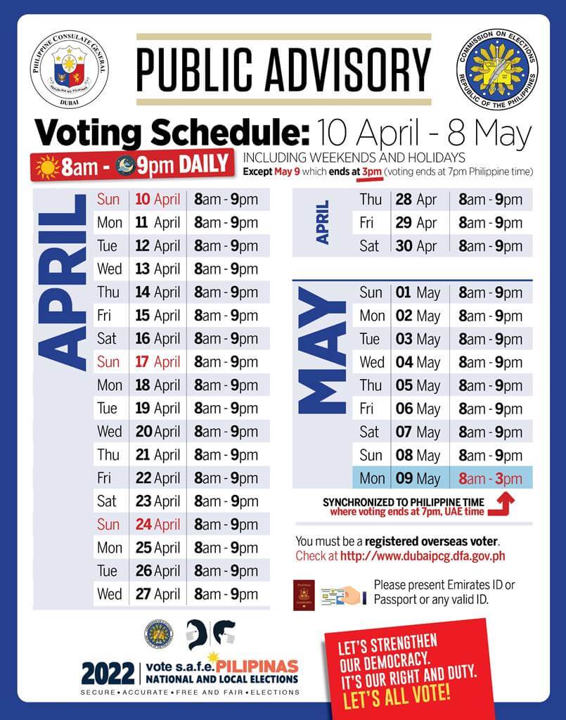 schedule of voting in PCG Dubai