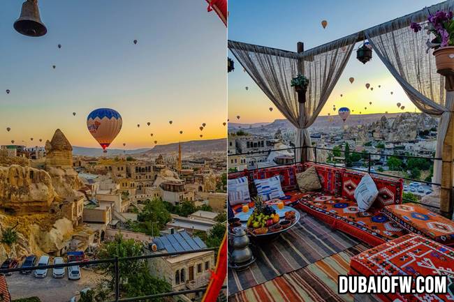 hot air balloon views during sunrise