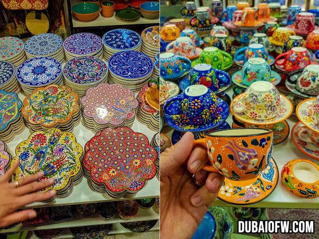 colorful coasters and cups