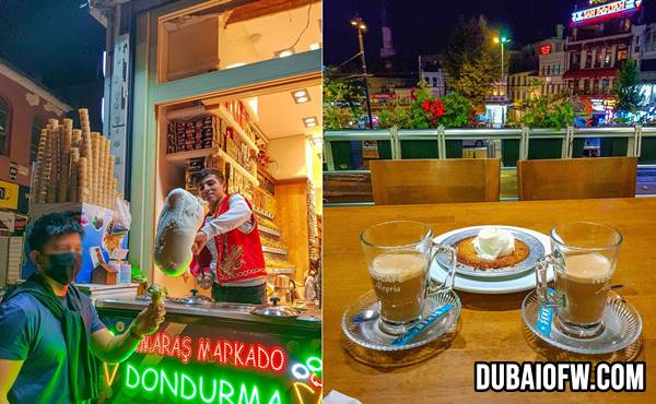 Turkish ice cream - coffee and kunafa