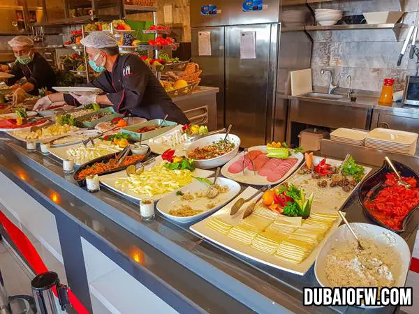 typical breakfast buffet in Turkey
