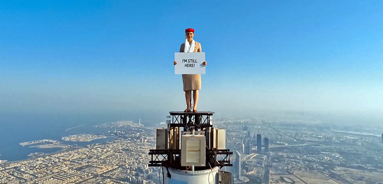 emirates still on top of burj khalifa cabin crew