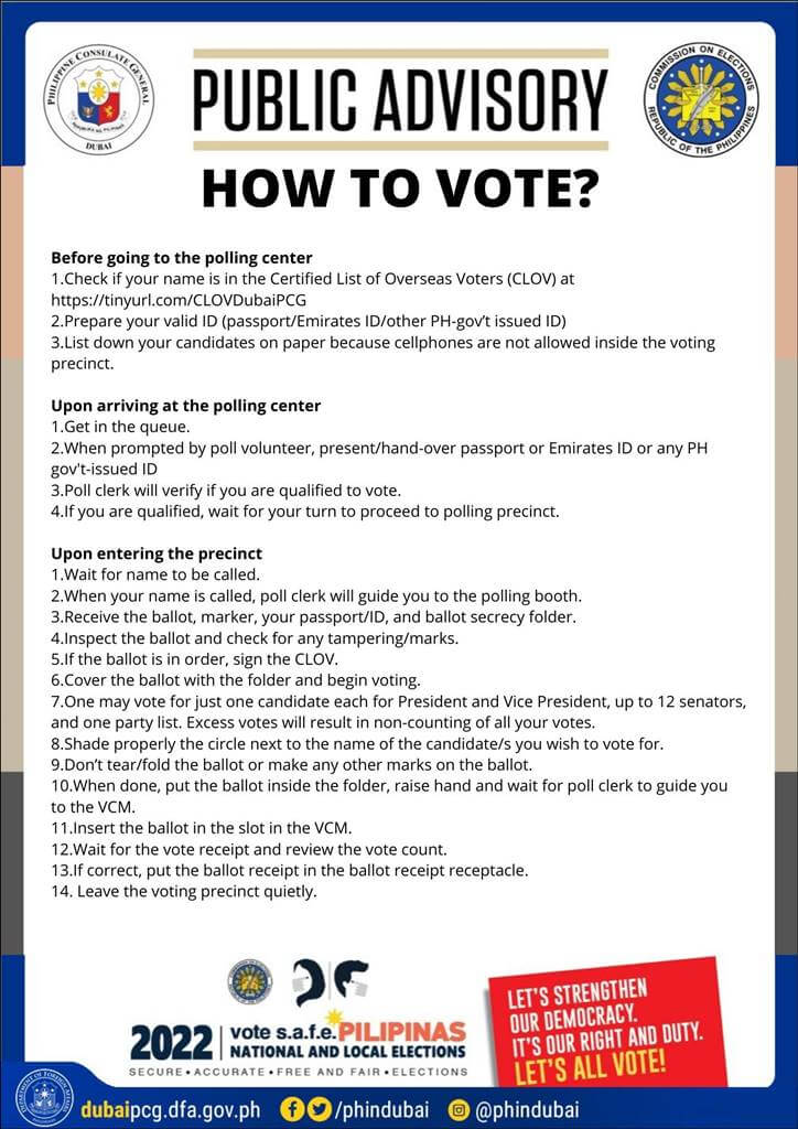 how to vote dubai ph elections pcg dubai