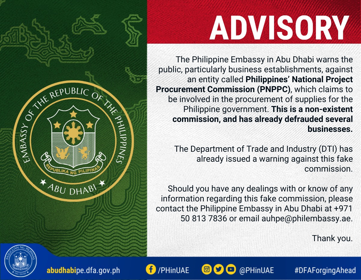 Beware of Impostors: Philippine Embassy and PCG Dubai Alert Job Seekers of False Opportunities in Southeast Asia