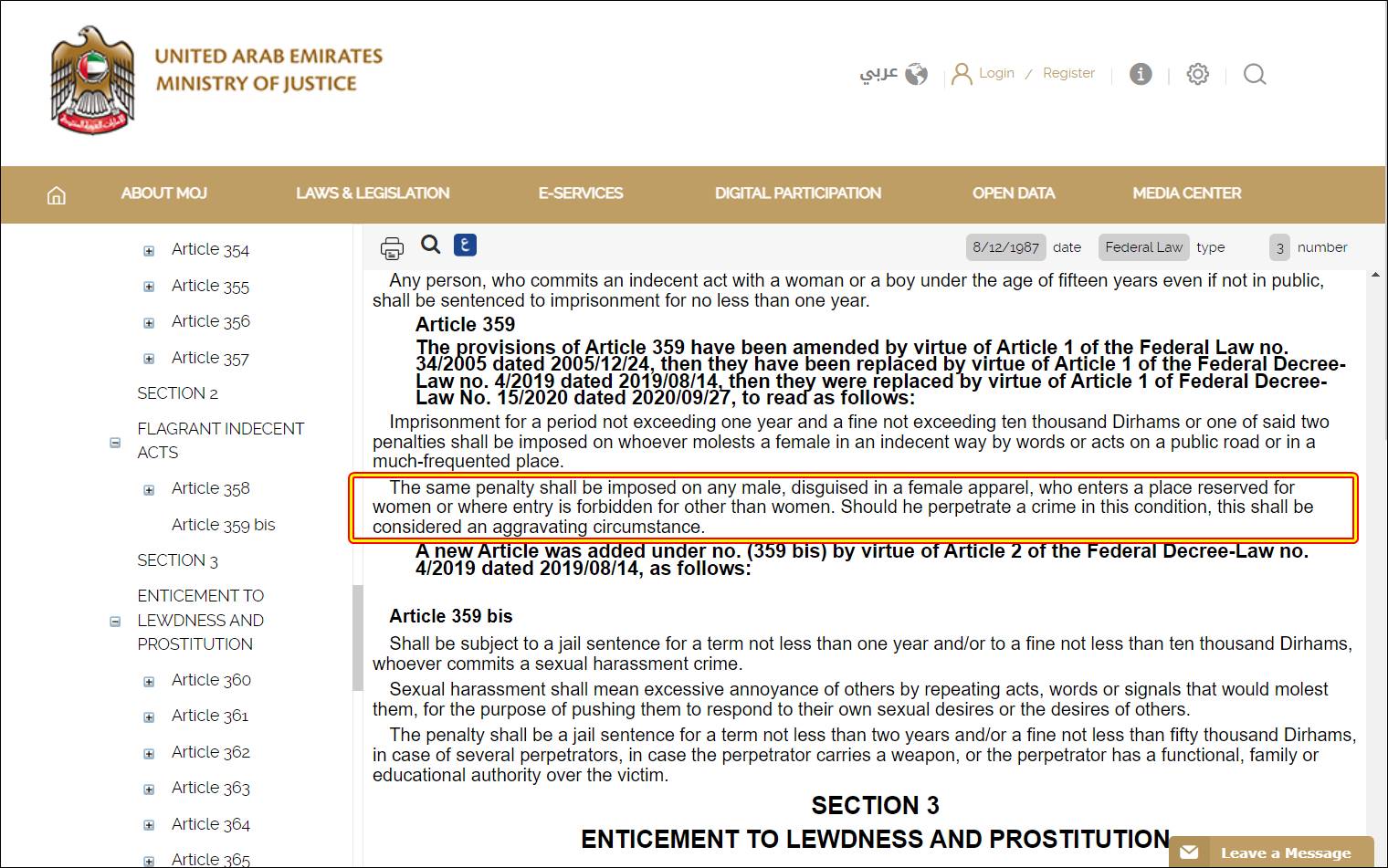 uae penal code law on cross dressing