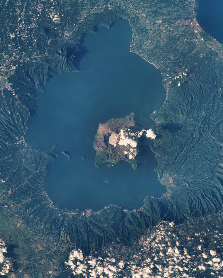 view of taal volcano from space uae astronaut